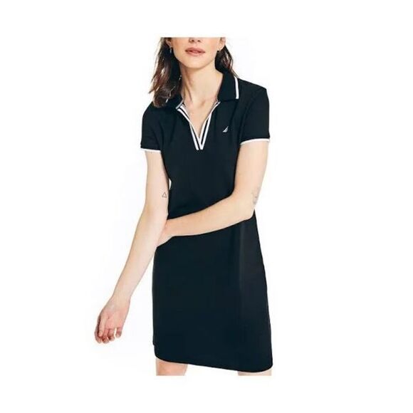 NAUTICA Navy Split Neck Mini Shirtdress | Size M - Picture 1 of 5